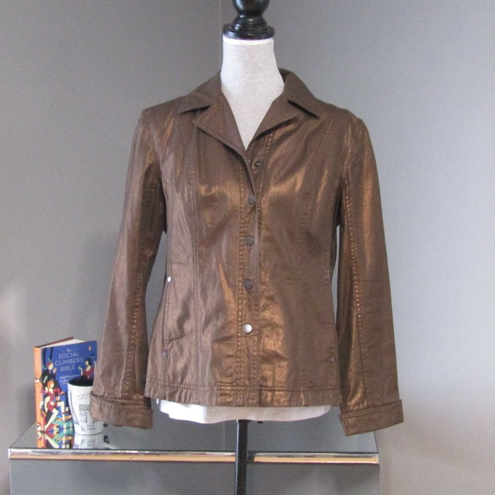 Coldwater Creek Copper Denim Jean Jacket Size 14